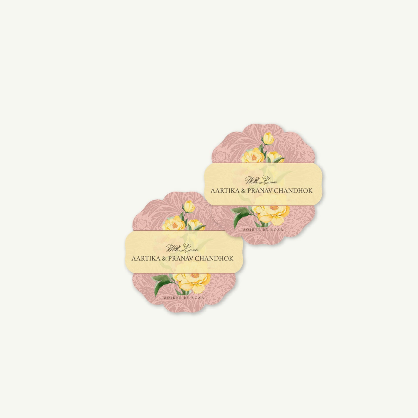 Pastel Peach Fleur Amour Single Sided Gift Tag